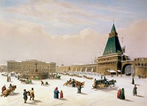 Praça Loubyanska em Moscou, impressa por Louis-Pierre-Alphonse Bichebois (1801-50), 1830